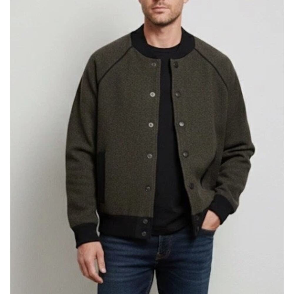 Banana Republic Mens Wool Birdseye Sweater Bomber Jacket Size XL